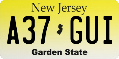 NJ license plate A37GUI