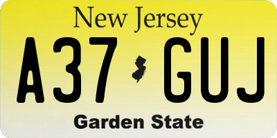 NJ license plate A37GUJ