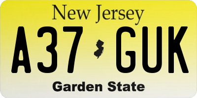 NJ license plate A37GUK
