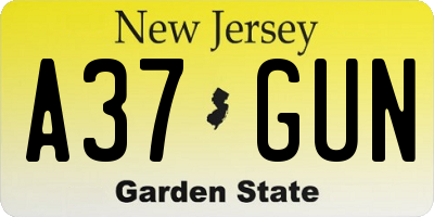 NJ license plate A37GUN