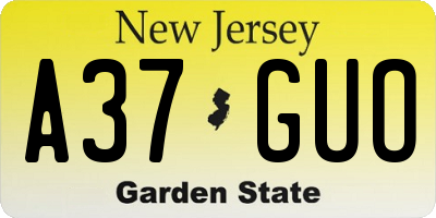 NJ license plate A37GUO