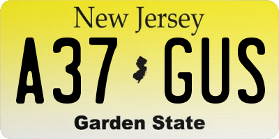 NJ license plate A37GUS