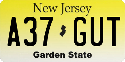 NJ license plate A37GUT