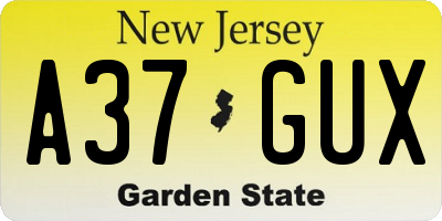 NJ license plate A37GUX