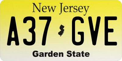 NJ license plate A37GVE
