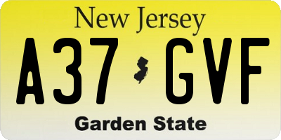 NJ license plate A37GVF