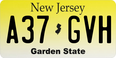 NJ license plate A37GVH