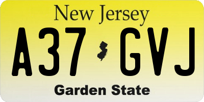 NJ license plate A37GVJ