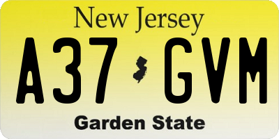 NJ license plate A37GVM