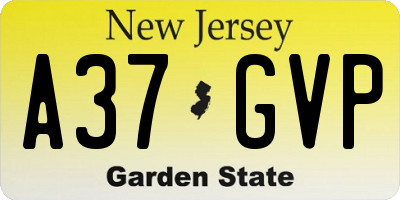 NJ license plate A37GVP