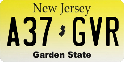 NJ license plate A37GVR