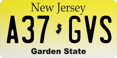 NJ license plate A37GVS