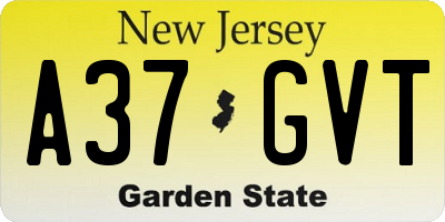 NJ license plate A37GVT