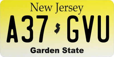 NJ license plate A37GVU