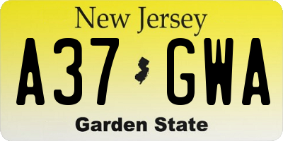 NJ license plate A37GWA