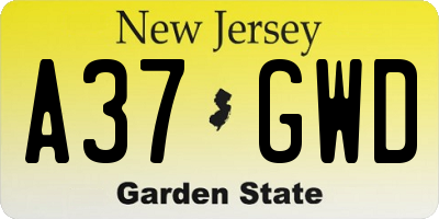 NJ license plate A37GWD