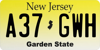 NJ license plate A37GWH