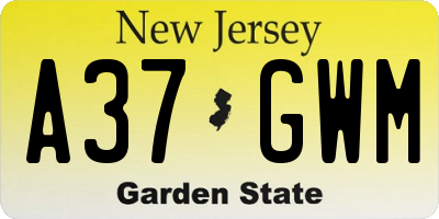 NJ license plate A37GWM