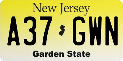 NJ license plate A37GWN