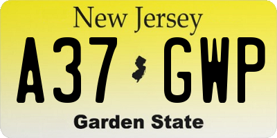 NJ license plate A37GWP