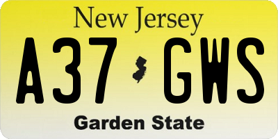 NJ license plate A37GWS
