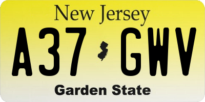 NJ license plate A37GWV
