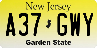 NJ license plate A37GWY