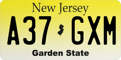 NJ license plate A37GXM