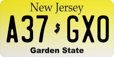 NJ license plate A37GXO