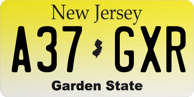 NJ license plate A37GXR