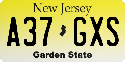 NJ license plate A37GXS