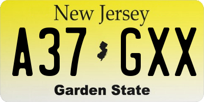 NJ license plate A37GXX