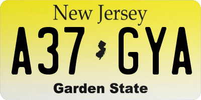 NJ license plate A37GYA