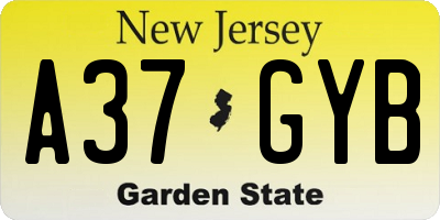 NJ license plate A37GYB