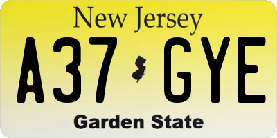 NJ license plate A37GYE