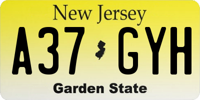 NJ license plate A37GYH