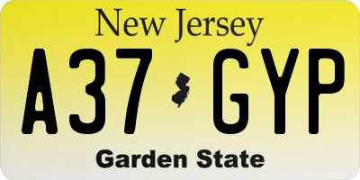 NJ license plate A37GYP