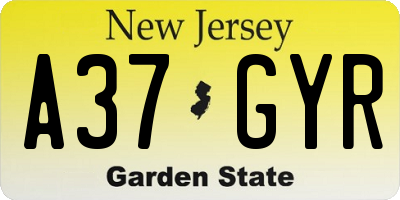 NJ license plate A37GYR