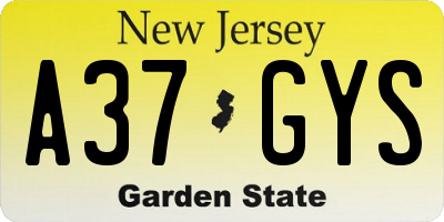 NJ license plate A37GYS