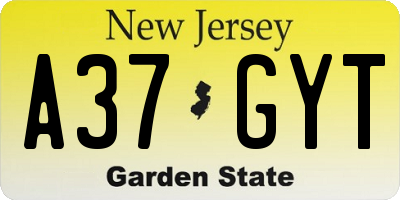 NJ license plate A37GYT