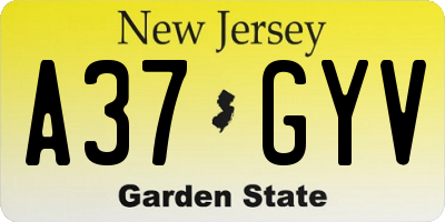 NJ license plate A37GYV