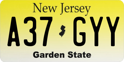NJ license plate A37GYY