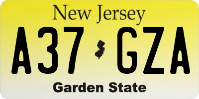 NJ license plate A37GZA