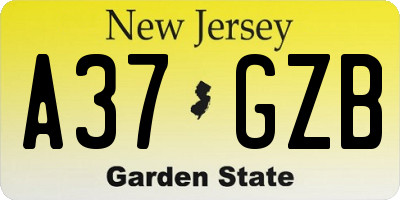 NJ license plate A37GZB