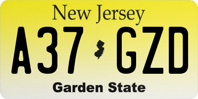 NJ license plate A37GZD