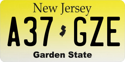 NJ license plate A37GZE