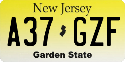 NJ license plate A37GZF