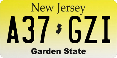 NJ license plate A37GZI