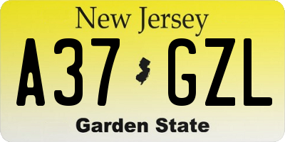 NJ license plate A37GZL