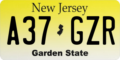 NJ license plate A37GZR